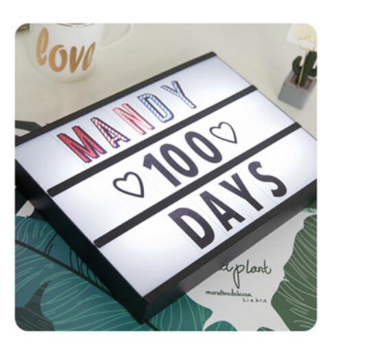 A4 LED Combination Lightbox Night Light DIY Black Letter Card USB PORT Powered Cinema Lightbox