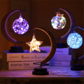 Led Star/Moon/Apple/Sepak Takraw Christmas Gifts Fairy String Lights Handmade Hemp Rope Night Lamp For Party Kid Room Decoration