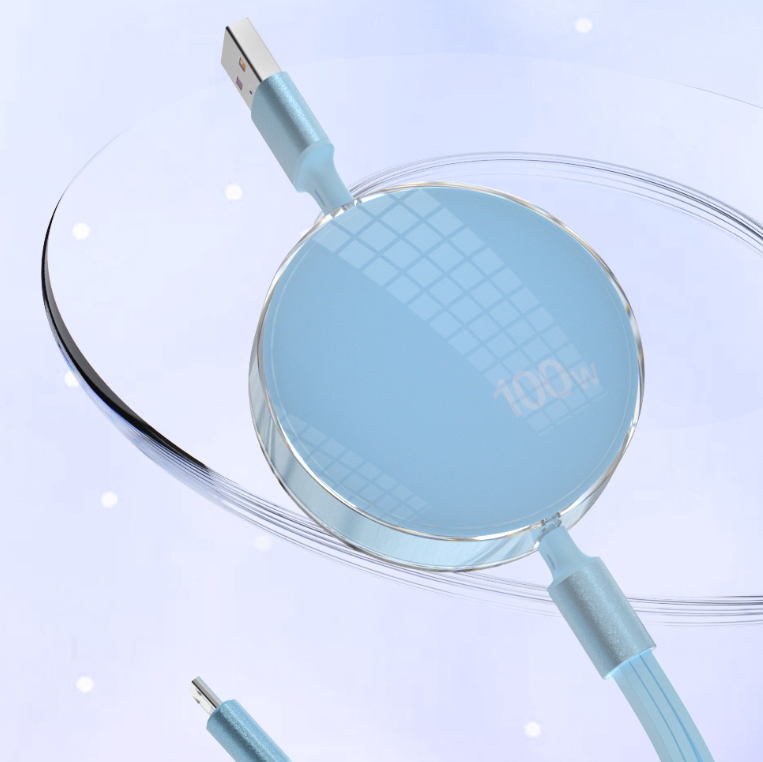 100W three in one telescopic data cable one to three charging cable