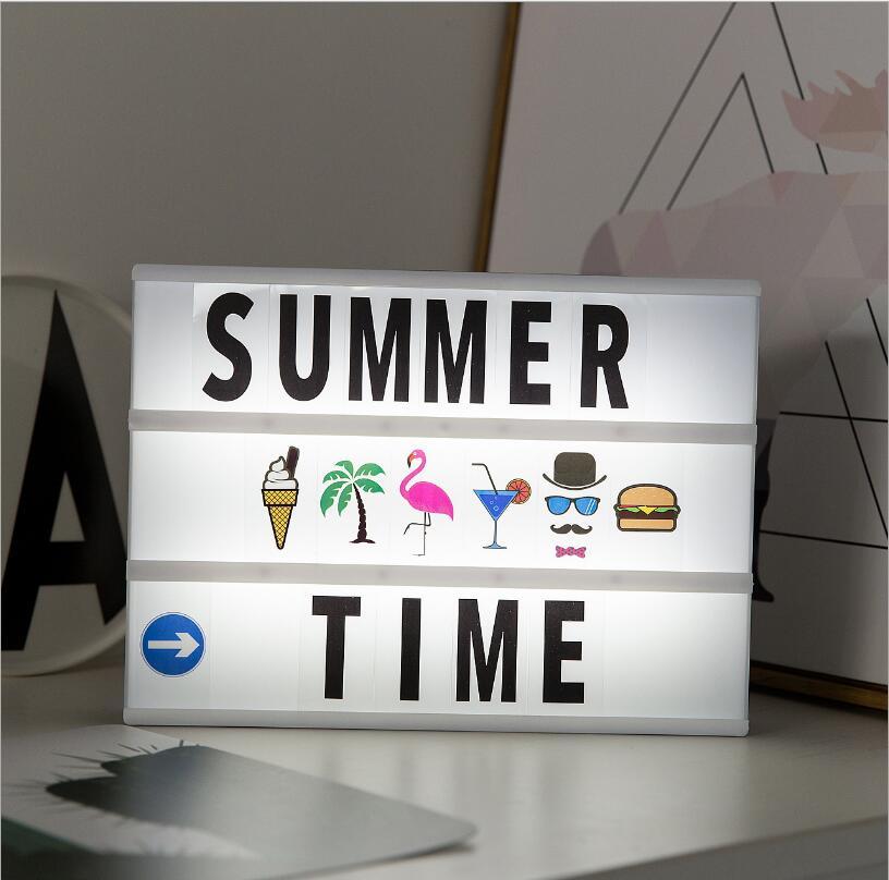 A4 LED Combination Lightbox Night Light DIY Black Letter Card USB PORT Powered Cinema Lightbox