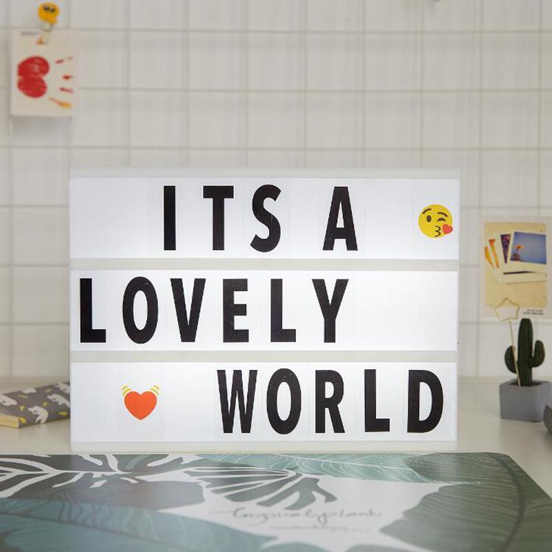 A4 LED Combination Lightbox Night Light DIY Black Letter Card USB PORT Powered Cinema Lightbox