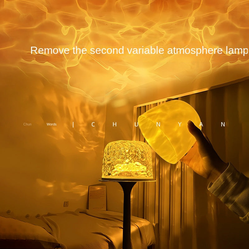 Chunyan High-Base Ripple Atmosphere Table Lamp, Romantic Mood Gift, Projector Remote Control Night Light, Couple Gift