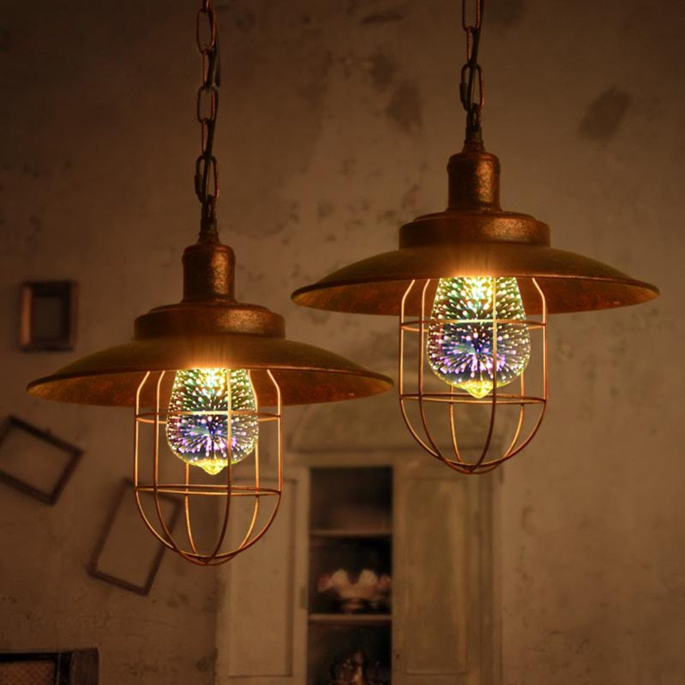 3D Fireworks Effect Vintage Incandescent Bulbs Retro Edison lamp E27 110V-220V Decoration lights A60 ST64 G80 G95 G125