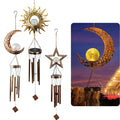 Solar New Wrought Iron Hollow Moon Wind Chime Cast Light Outdoor Courtyard Garden Lawn Retro Landscape Light