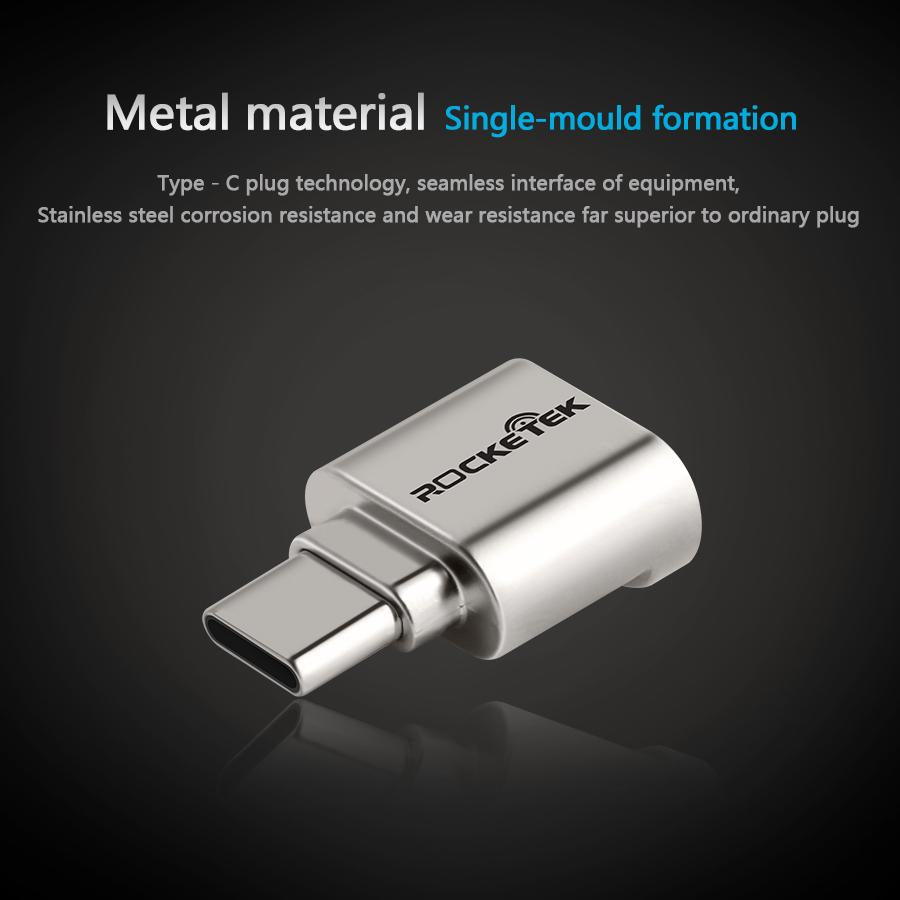 Rocketek typec high quality Aluminum super mini OTG USB 2.0 Type-C card reader Adapter type c TF/Micro SD for mac air/book imac