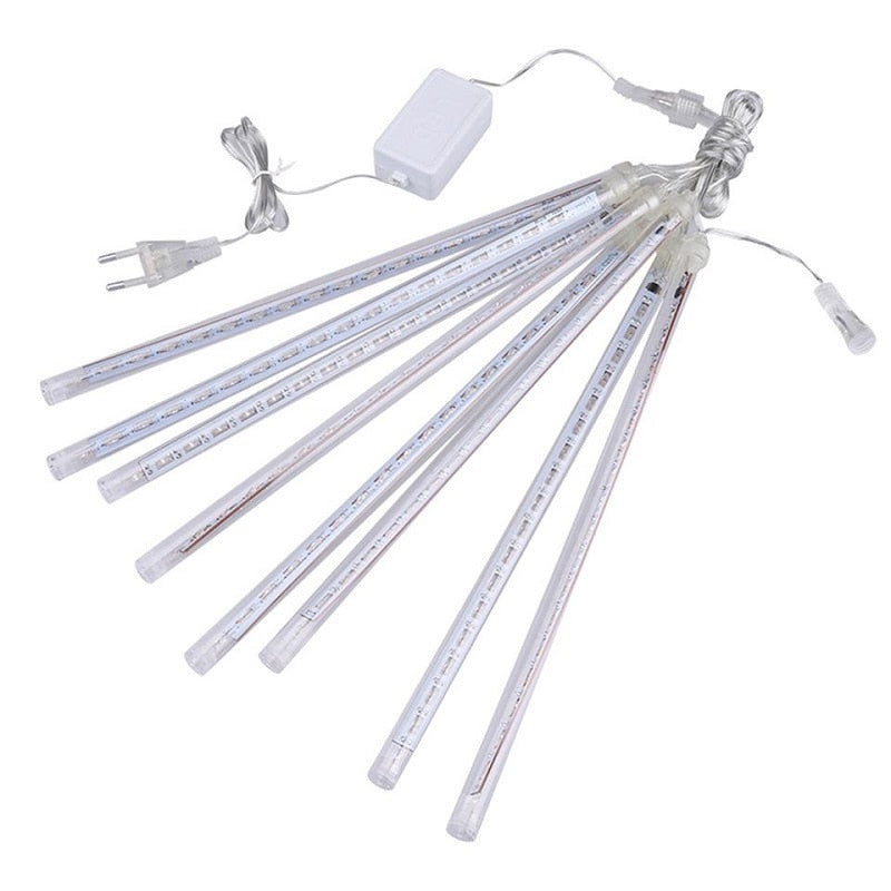 Waterproof 3 colors EU Plug Garland 8 Tubes LED Meteor Shower Rain string light 50cm 30cm Icicle Snowfall Xmas decoration