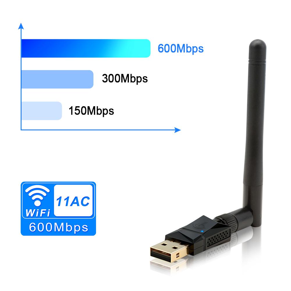 Rocketek 600Mbps Dual Band Wireless USB wifi Dongle Adapter, with 802.11N/G/B Antenna  Network Lan Card 802.11a/g/n/ac