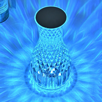 LED Creative Vase Crystal Lamp Bedroom Romantic Bedside Lamp Diamond Lamp Atmosphere Charging Petal Small Nightlight