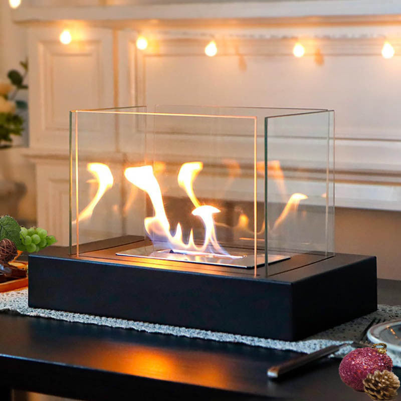 Four sided square alcohol fireplace lamp bar atmosphere desktop decoration heating oven lamp home real fire fireplace