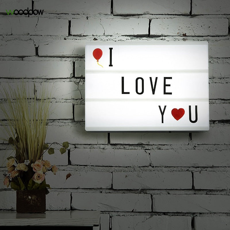 A4 Size USB AA Battery LED Combination Night light Box DIY Letters Symbol Cards Decoration Lamp Message Board Lightbox