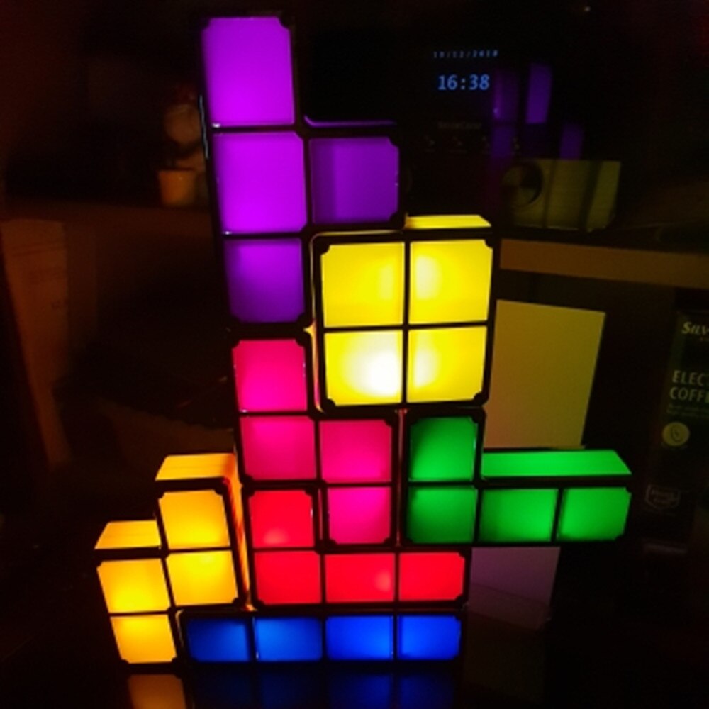 Dropship Upgrade DIY Tetris Night Light Colorful Stackable Tangram Puzzles 7 Pieces LED Induction Interlocking Lamp 3D Toys Gift