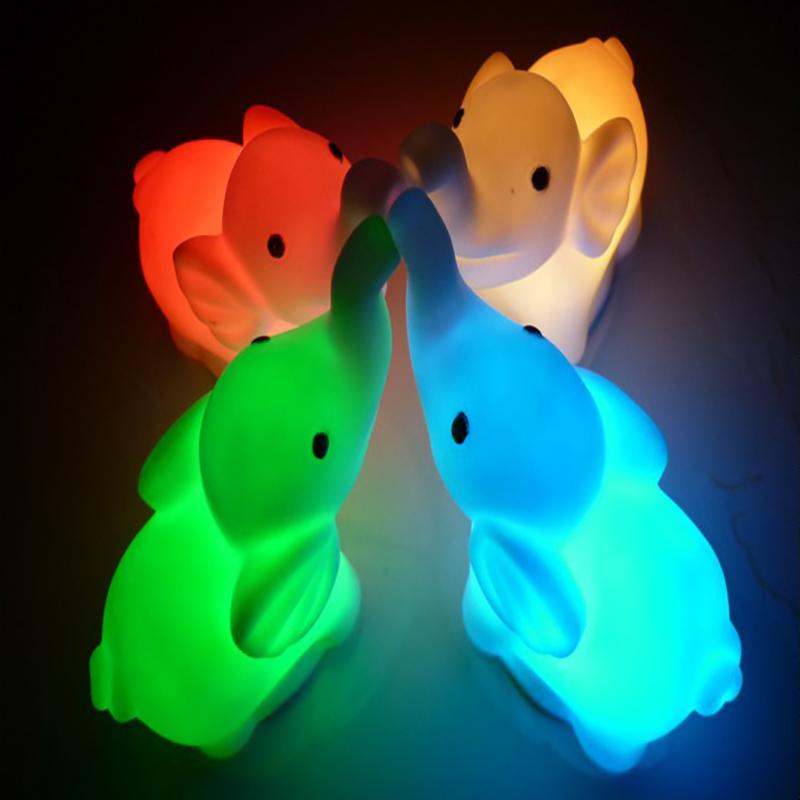 1 Pcs 7 Color Changing Elephant LED Night Light Lamp Children Gift For Kids Party Decor