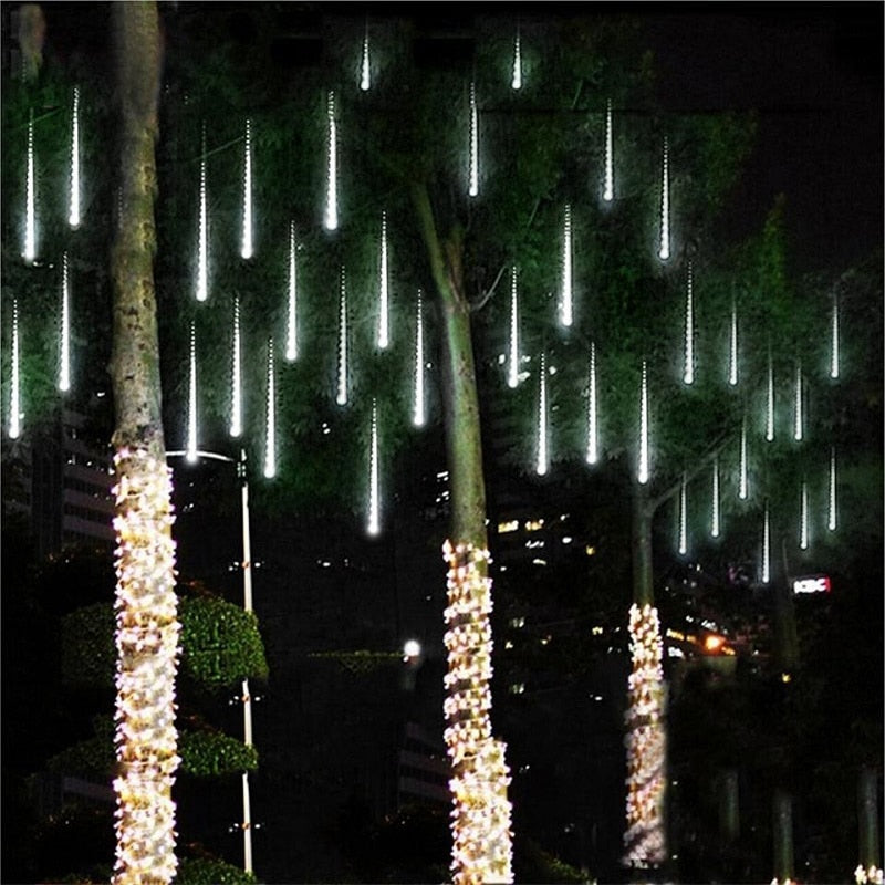 Waterproof 3 colors EU Plug Garland 8 Tubes LED Meteor Shower Rain string light 50cm 30cm Icicle Snowfall Xmas decoration