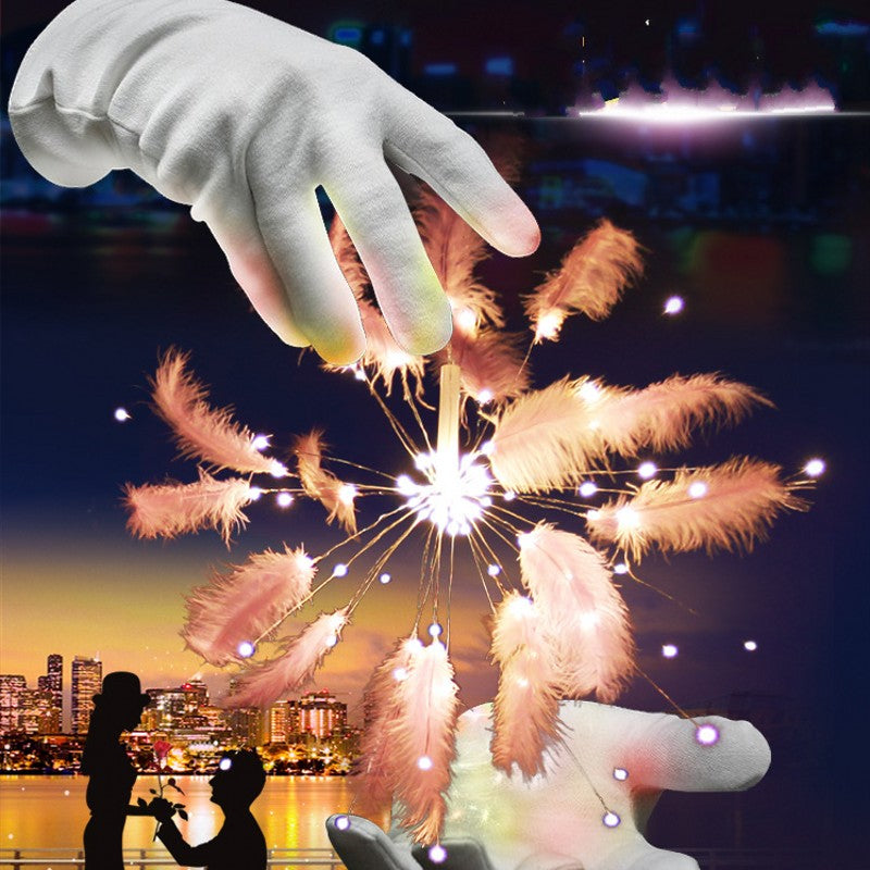 Hanging Starburst Fairy Feather Fireworks Light String 100 LED DIY Foldable Battery Garland Outdoor Waterproof Christmas Party
