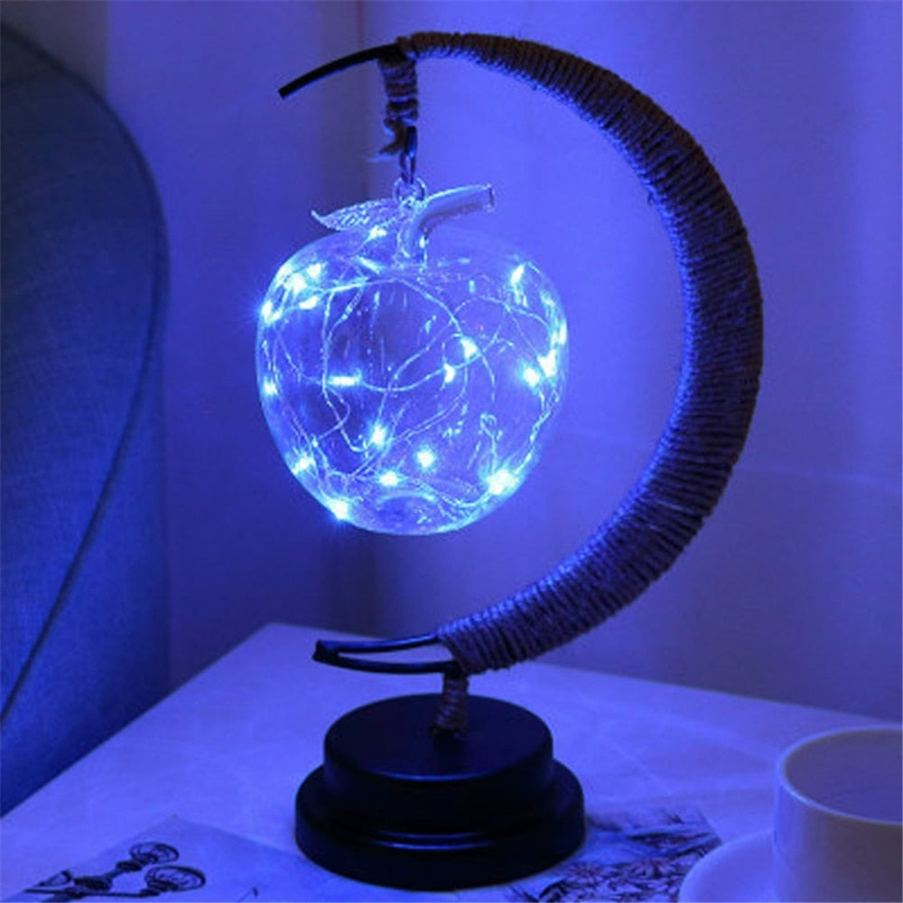 Led Star/Moon/Apple/Sepak Takraw Christmas Gifts Fairy String Lights Handmade Hemp Rope Night Lamp For Party Kid Room Decoration