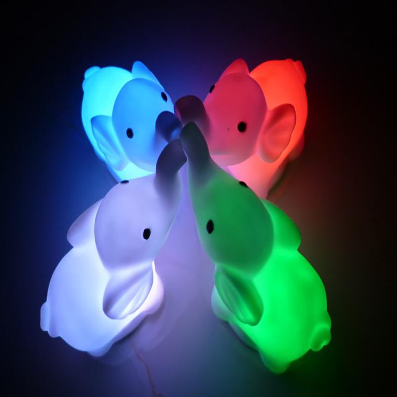 1 Pcs 7 Color Changing Elephant LED Night Light Lamp Children Gift For Kids Party Decor
