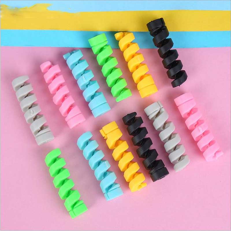 100Pcs Spiral Cable protector Data Line Silicone Bobbin winder Protective For iphone Samsung Android USB Charging earphone Case Cover