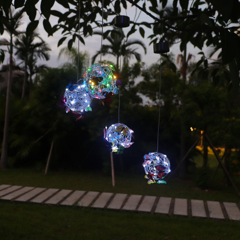 New Led Solar Butterfly Hanging Tree Ball Outdoor Garden Garden Decorative Lamp Ball Hanging Tree Lamp Luminous Butterfly
