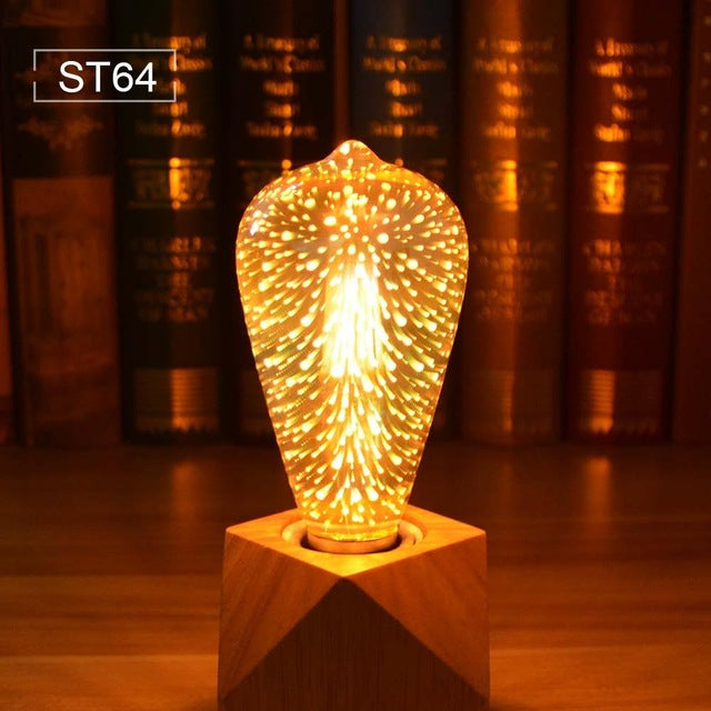 3D Fireworks Effect Vintage Incandescent Bulbs Retro Edison lamp E27 110V-220V Decoration lights A60 ST64 G80 G95 G125