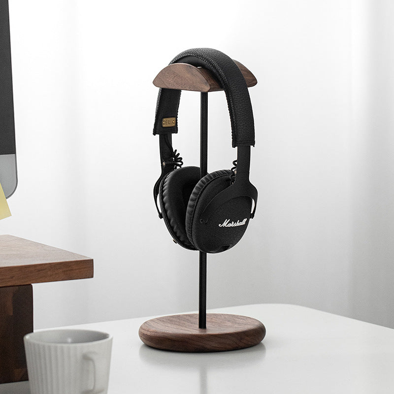 Cross-border Headphone Stand Walnut Solid Wood Headphone Rack Minimalist Display Rack Hanging Rack