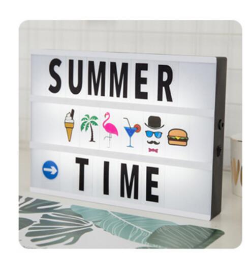 A4 LED Combination Lightbox Night Light DIY Black Letter Card USB PORT Powered Cinema Lightbox