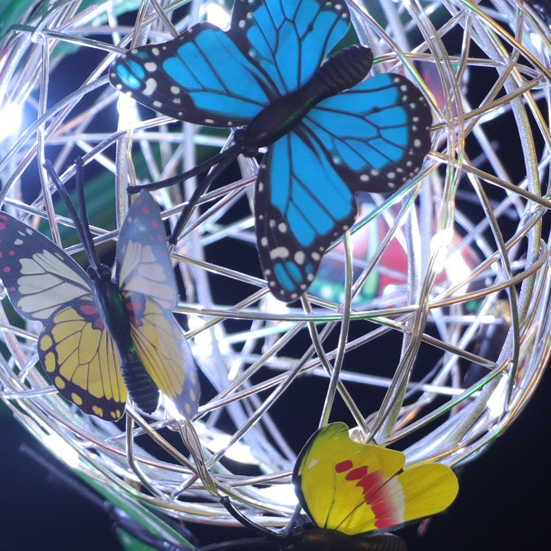 New Led Solar Butterfly Hanging Tree Ball Outdoor Garden Garden Decorative Lamp Ball Hanging Tree Lamp Luminous Butterfly