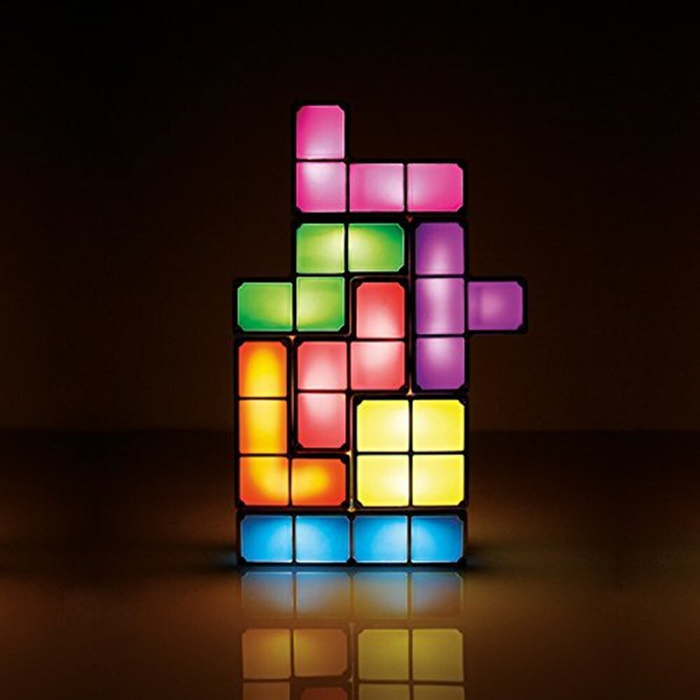 Dropship Upgrade DIY Tetris Night Light Colorful Stackable Tangram Puzzles 7 Pieces LED Induction Interlocking Lamp 3D Toys Gift