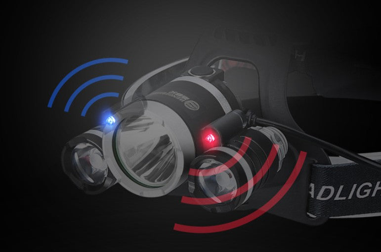 UltraFire Glare Headlights XM - L T6 1300LM 4 Modes 3 Heads （Non-inductive）