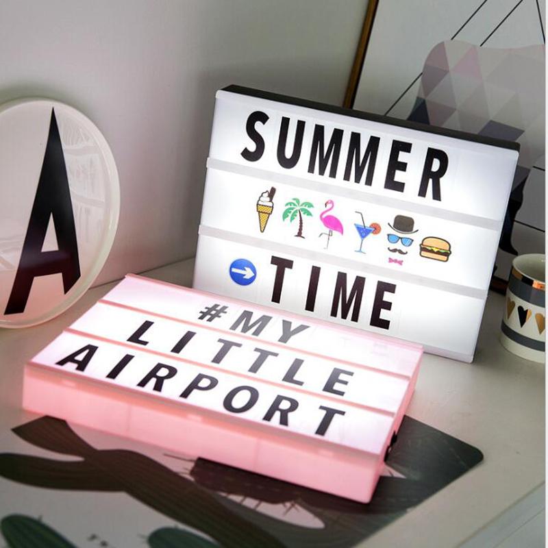 A4 LED Combination Lightbox Night Light DIY Black Letter Card USB PORT Powered Cinema Lightbox