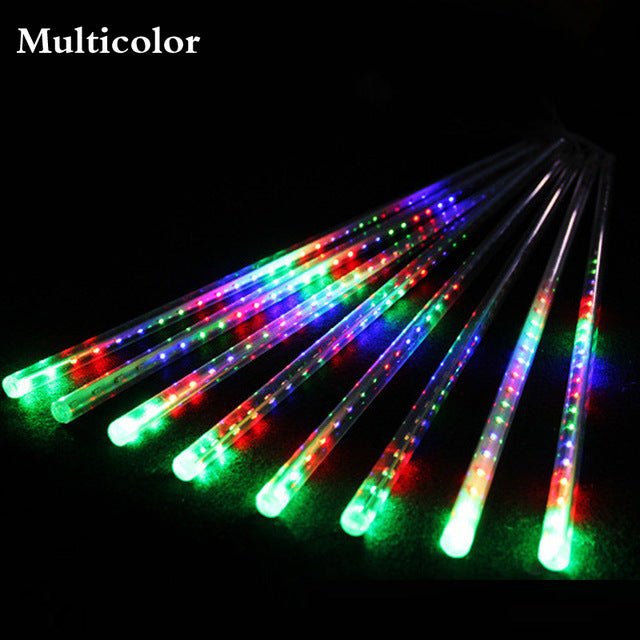 Waterproof 3 colors EU Plug Garland 8 Tubes LED Meteor Shower Rain string light 50cm 30cm Icicle Snowfall Xmas decoration