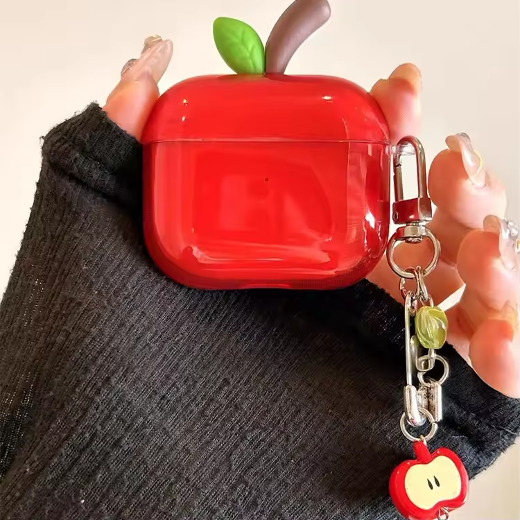 Branch Red Apple Suitable Airpodspro3 Protective Cover New 4th Generation 3 Earphone Case Soft Silicone Translucent Color