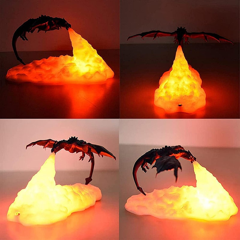 3D Printed Volcano Dragon Lamps Night Light Moon Light Kids Sleep Accompany USB Rechargeable For  Children Home Decorations