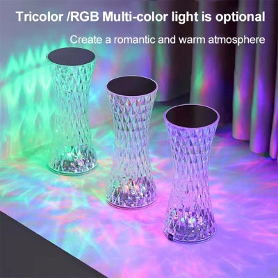 LED Creative Vase Crystal Lamp Bedroom Romantic Bedside Lamp Diamond Lamp Atmosphere Charging Petal Small Nightlight