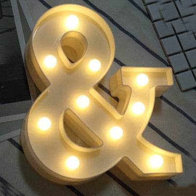 Luminous LED Letter Night Light English Alphabet Number Lamp Wedding Party Decoration Christmas Home Decoration Accessories