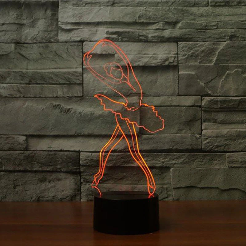 7 Color Changing Visual Ballet Dancer 3D LED Nightlight Table Lamp Sleep Light For Home Girl Bedroom Bedside Decoration Gifts