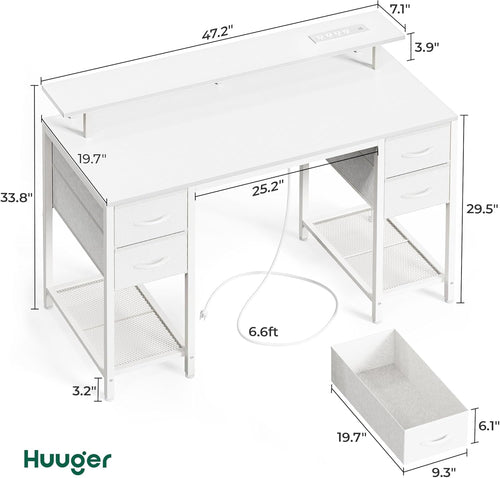 47 Inch Gaming Desk With LED Lights For Home Office